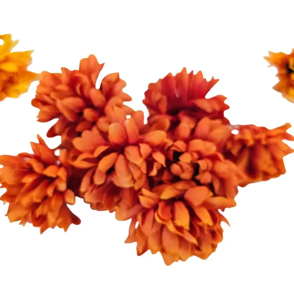 Artificial Fall Silk Flower Stems 41pc Orange Yellow Rust Mum Daisy Floral Decor